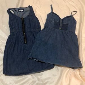 Denim mini dresses